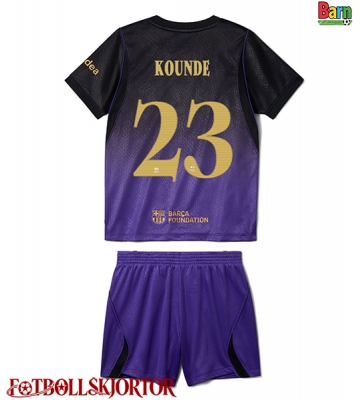 Barcelona Jules Kounde #23 Borta Kläder Barn 2026-27 Kortärmad (+ Korta byxor)
